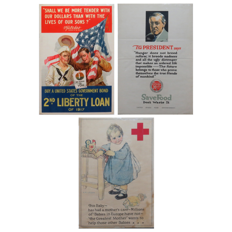 Collection of Three (3) War World I Posters: Adolph Treidler, Save Food; A