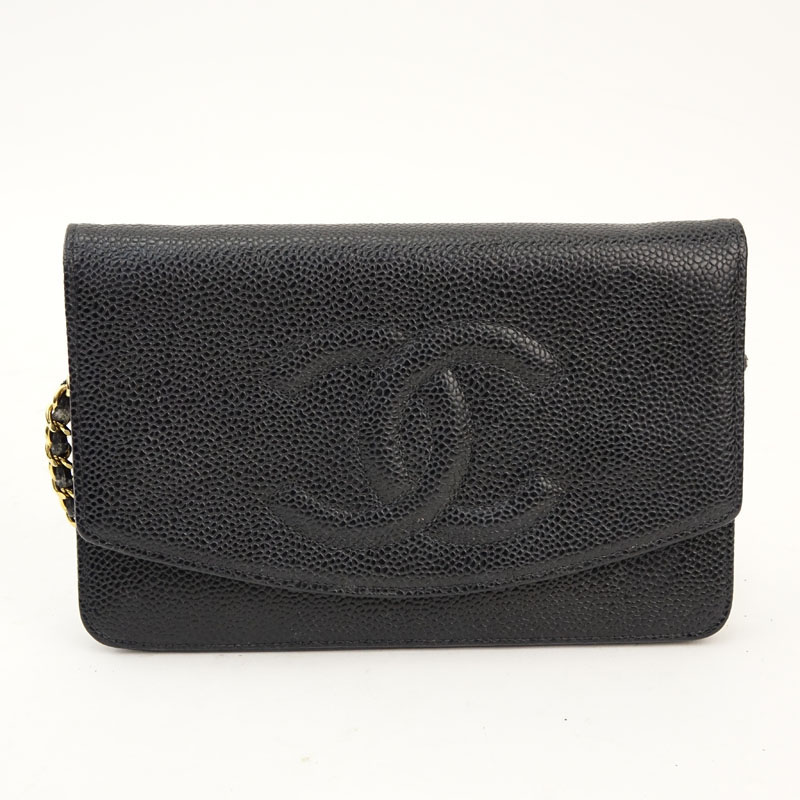 Vintage Chanel Small Black Leather CC Flap Bag