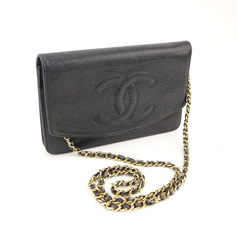 Vintage Chanel Small Black Leather CC Flap Bag