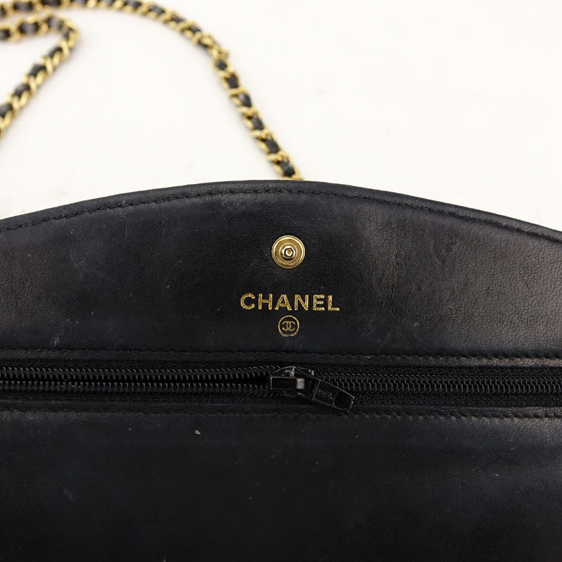 Vintage Chanel Small Black Leather CC Flap Bag