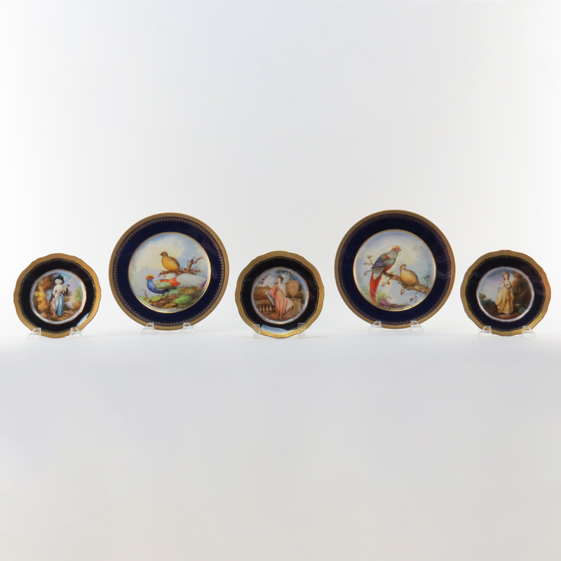 Grouping of Five (5) Theodore Haviland Limoges Bazar Colon Porcelain Cabinet Plates