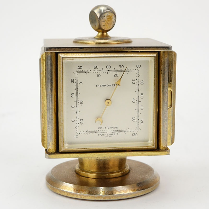 Vintage Bucherer Imhof 4 Sided Art Deco Table Clock