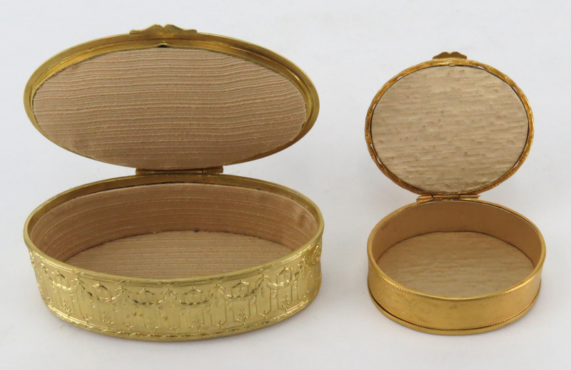 Grouping of Two (2) Antique French Gilt Bronze or Brass Boxes