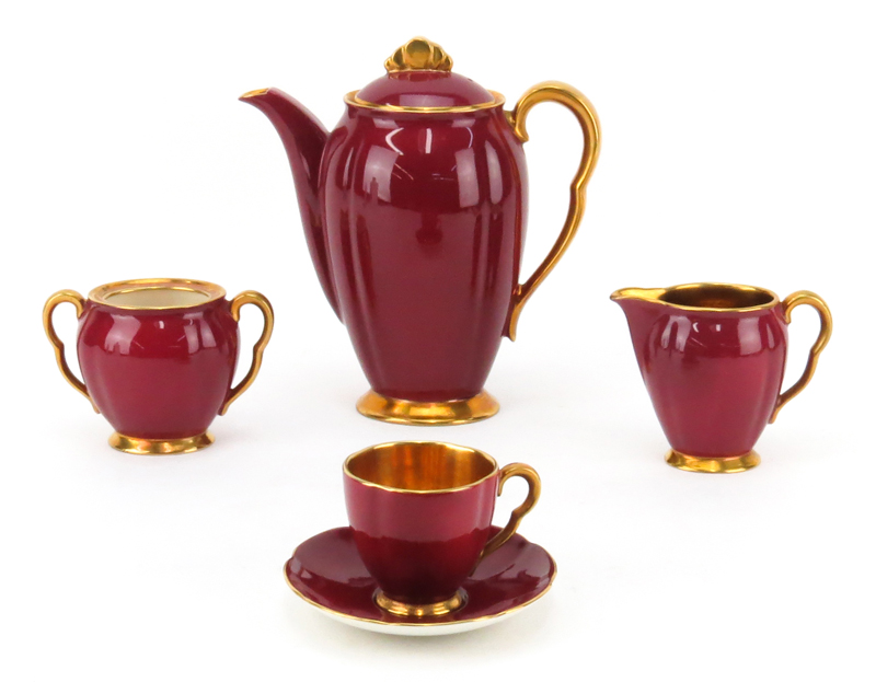 Fifteen (15) Piece Carlton Ware Rouge Royale Porcelain Coffee Set