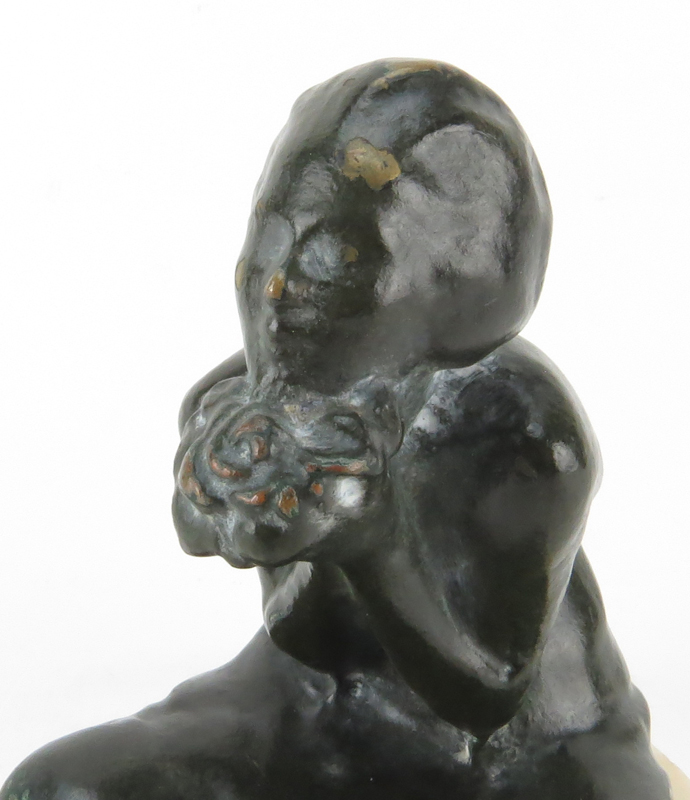 Early 20th Century French Art Deco Bronze Nude Sculpture on Marble base