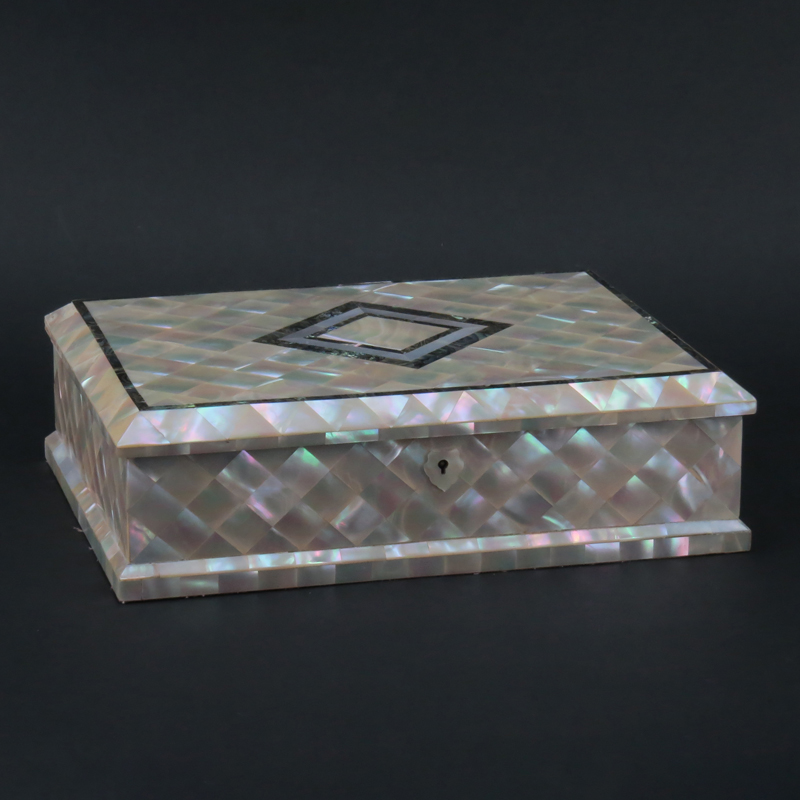 19/20th Century Mother of Pearl and Abalone Jewelry Box