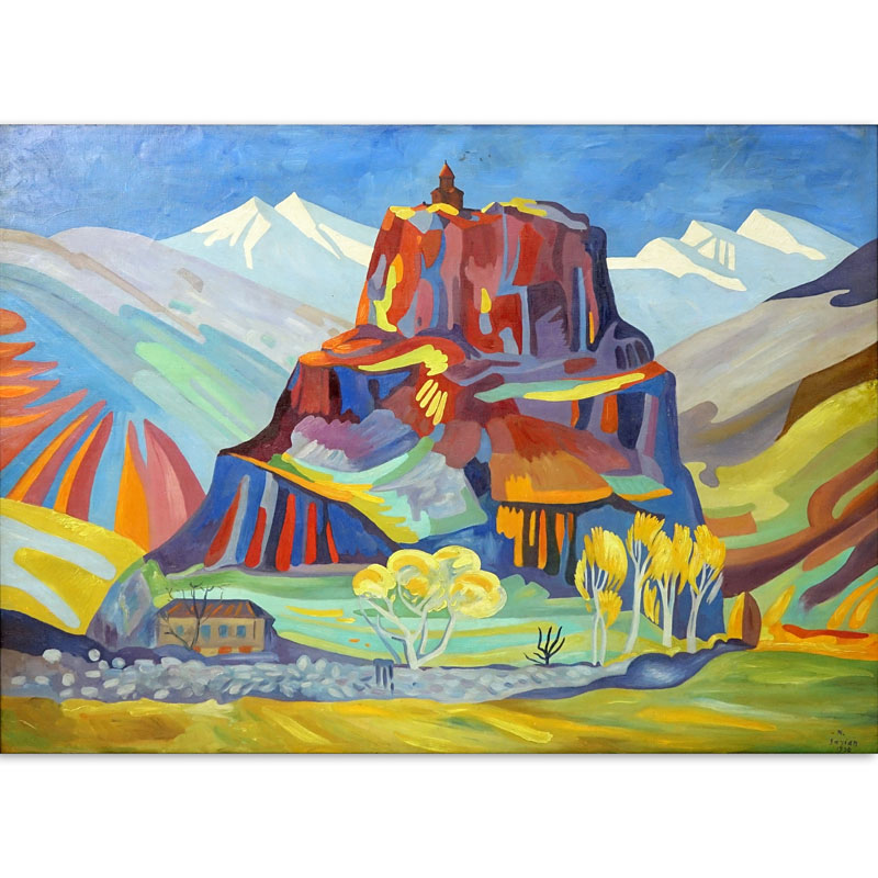 After: Martiros Sarian, Armenian (1880-1972) Oil on canvas "Mountain Landscape"