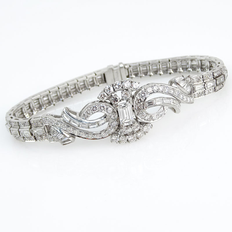 10.80 Carat TW Diamond and Platinum Bracelet.