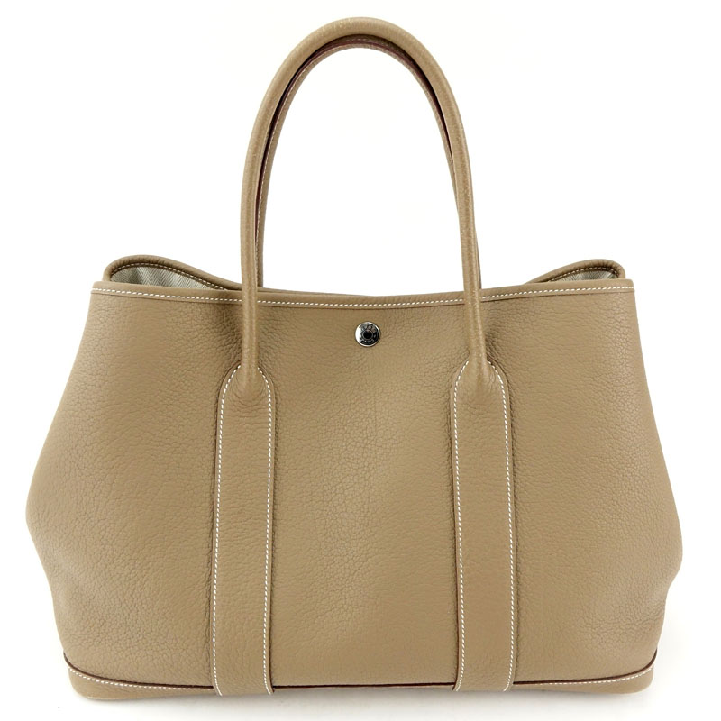 Hermès Etoupe Togo Calfskin Leather Garden Party Bag