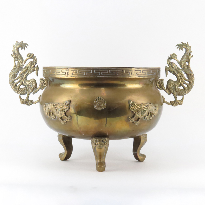 Vintage Chinese Brass Footed Censer/Jardiniere