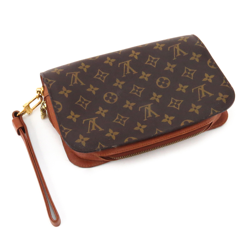 Louis Vuitton Monogram Canvas His Or Hers Orsay Clutch Bag With Leather Wrist Strap