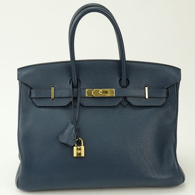 Hermès Navy Togo Leather Birkin Bag 35 With Gold-Tone Hardware