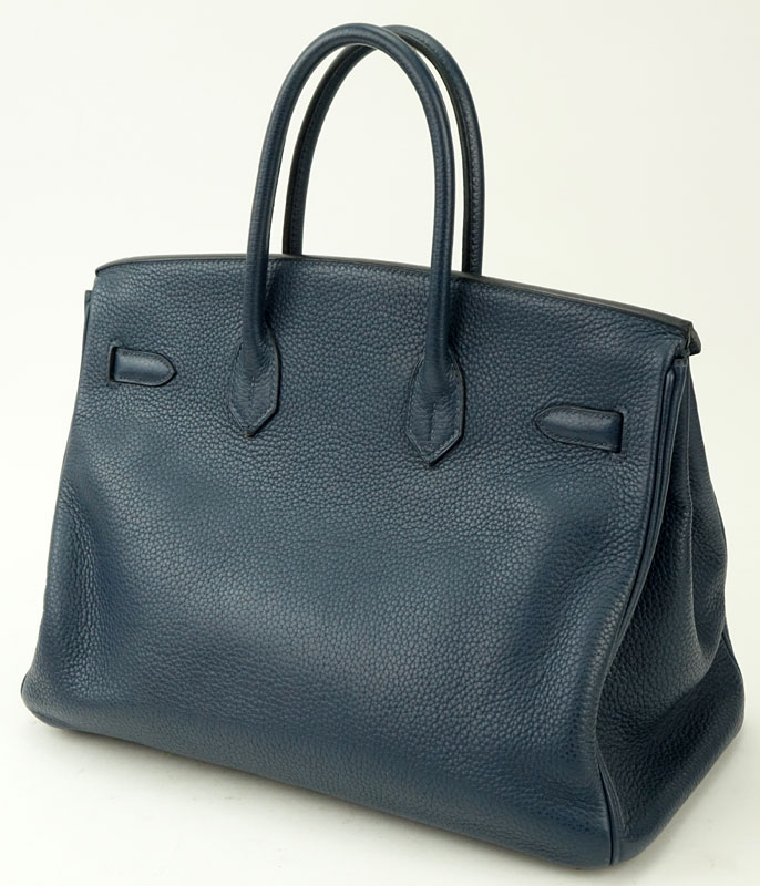 Hermès Navy Togo Leather Birkin Bag 35 With Gold-Tone Hardware