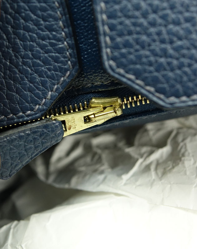 Hermès Navy Togo Leather Birkin Bag 35 With Gold-Tone Hardware