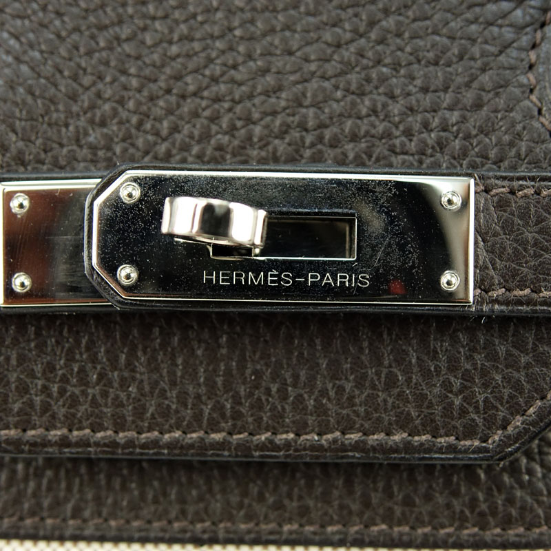 Hermès Togo Leather And Canvas Birkin Bag 35