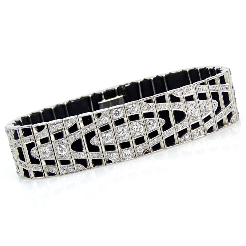 13.0 Carat Old European Cut Diamond and Platinum Bracelet.