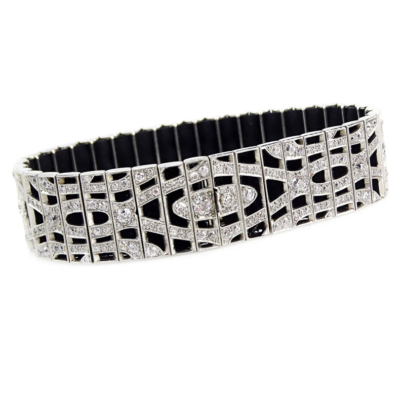 13.0 Carat Old European Cut Diamond and Platinum Bracelet.