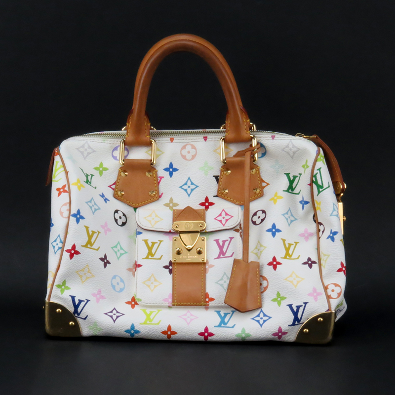 Louis Vuitton Murakami Inspired White Monogram Multicolore Speedy 30 Bag