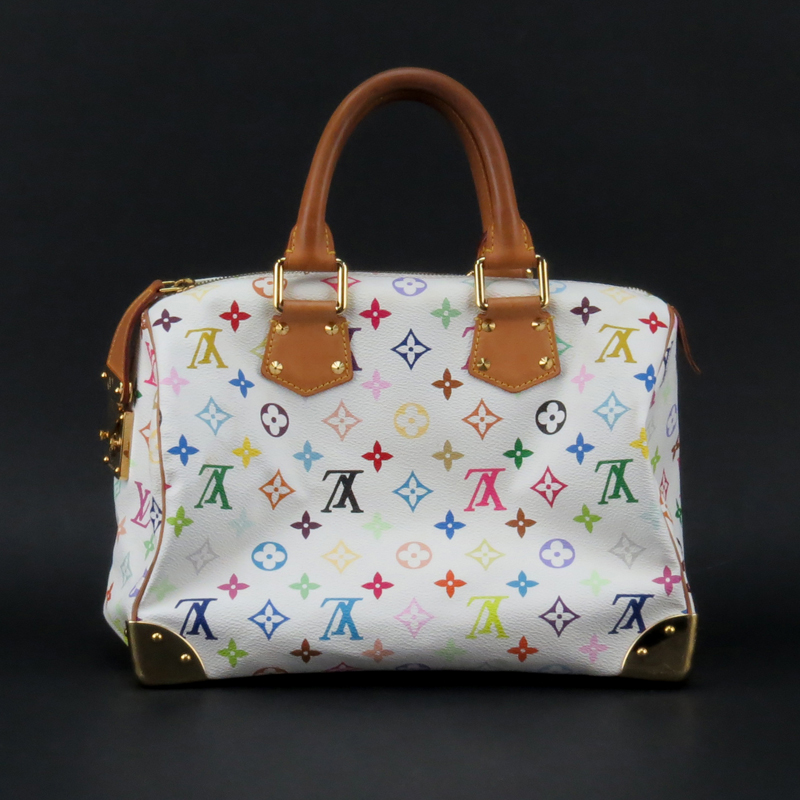 Louis Vuitton Murakami Inspired White Monogram Multicolore Speedy 30 Bag