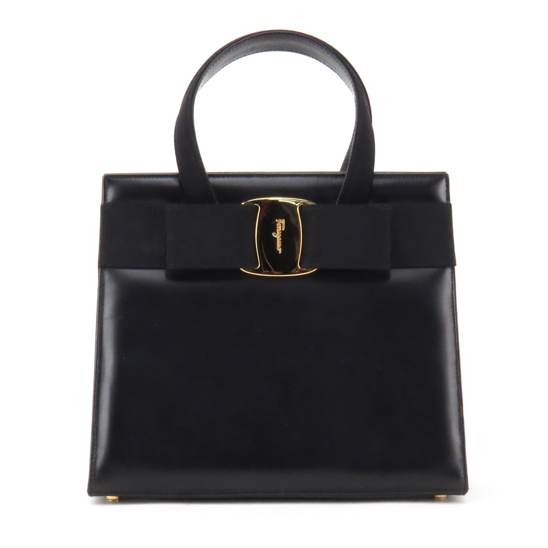 Salvatore Ferragamo Black Leather Lady Vara GM Kelly Handbag