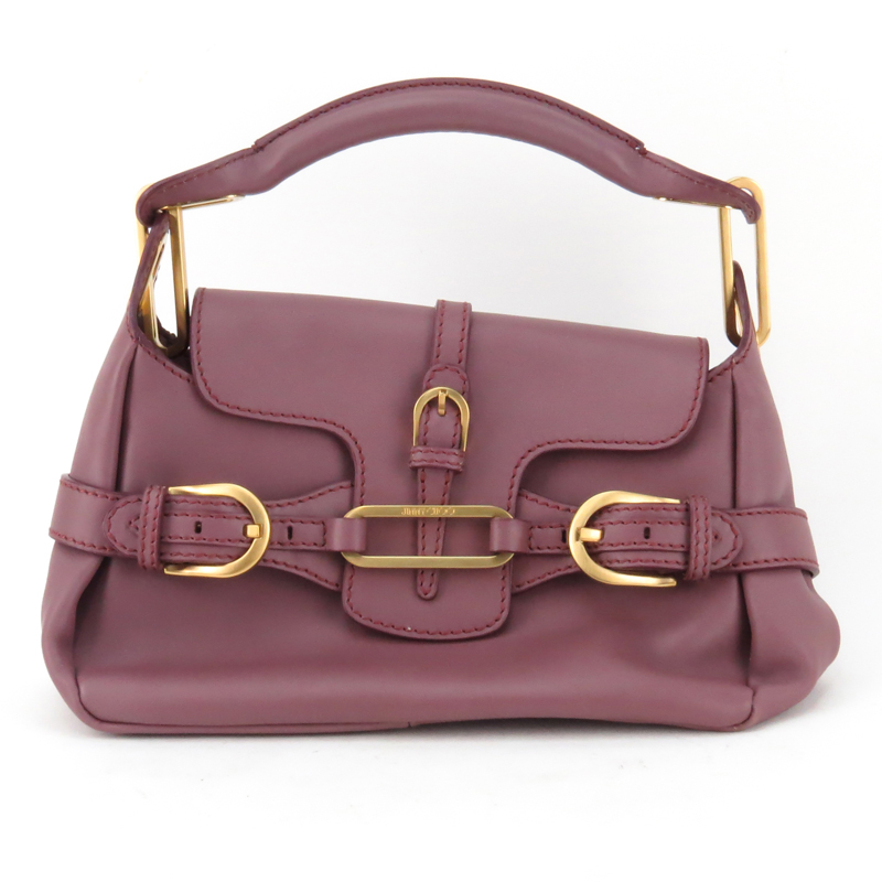 Jimmy Choo Purple Brown Leather Tulita Bag