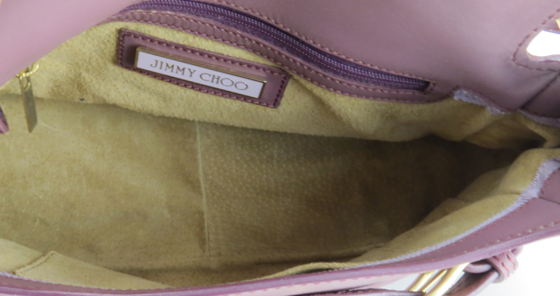 Jimmy Choo Purple Brown Leather Tulita Bag