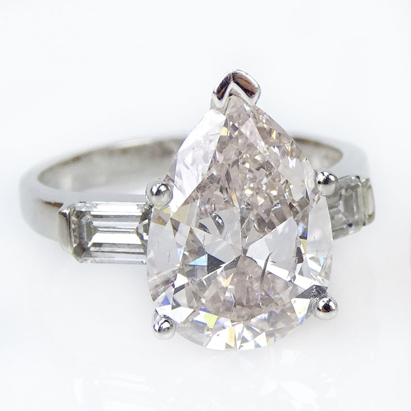 5.14 Carat Pear Brilliant Natural Pink-Brown Diamond and Platinum Ring.