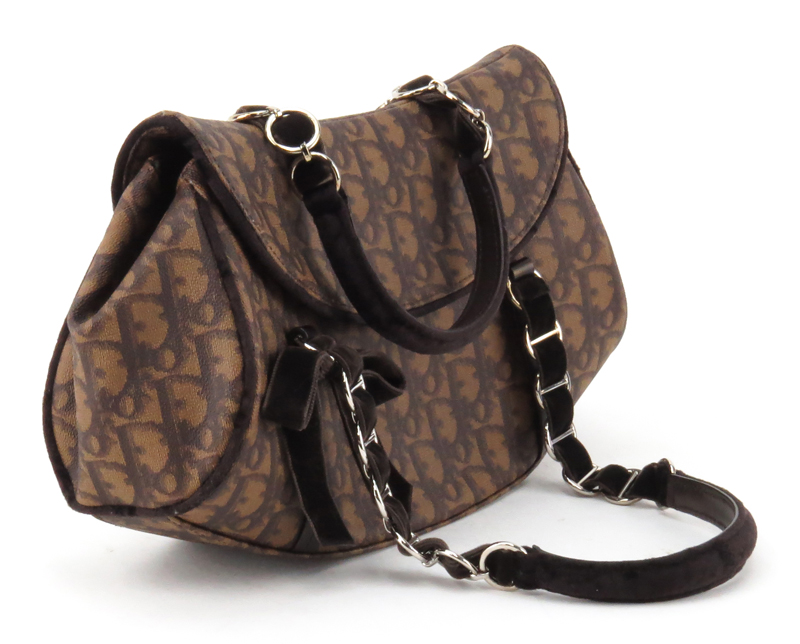 Christian Dior Monogram Romantique Trotter Flap Bag Brown