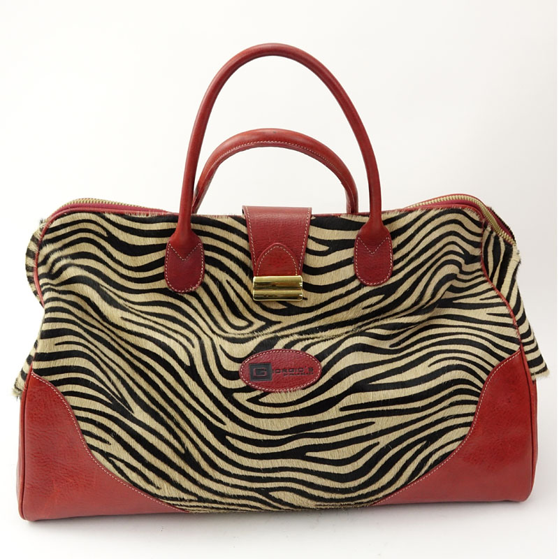 Giorgio's Of Palm Beach Zebra and Leather Carry on Duffle