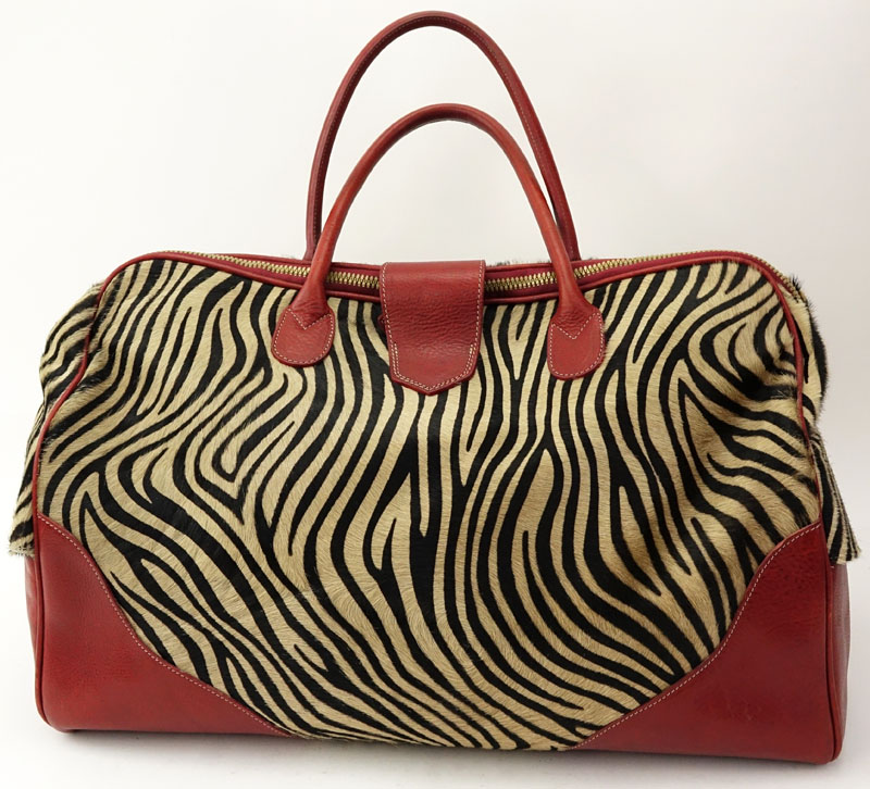 Giorgio's Of Palm Beach Zebra and Leather Carry on Duffle