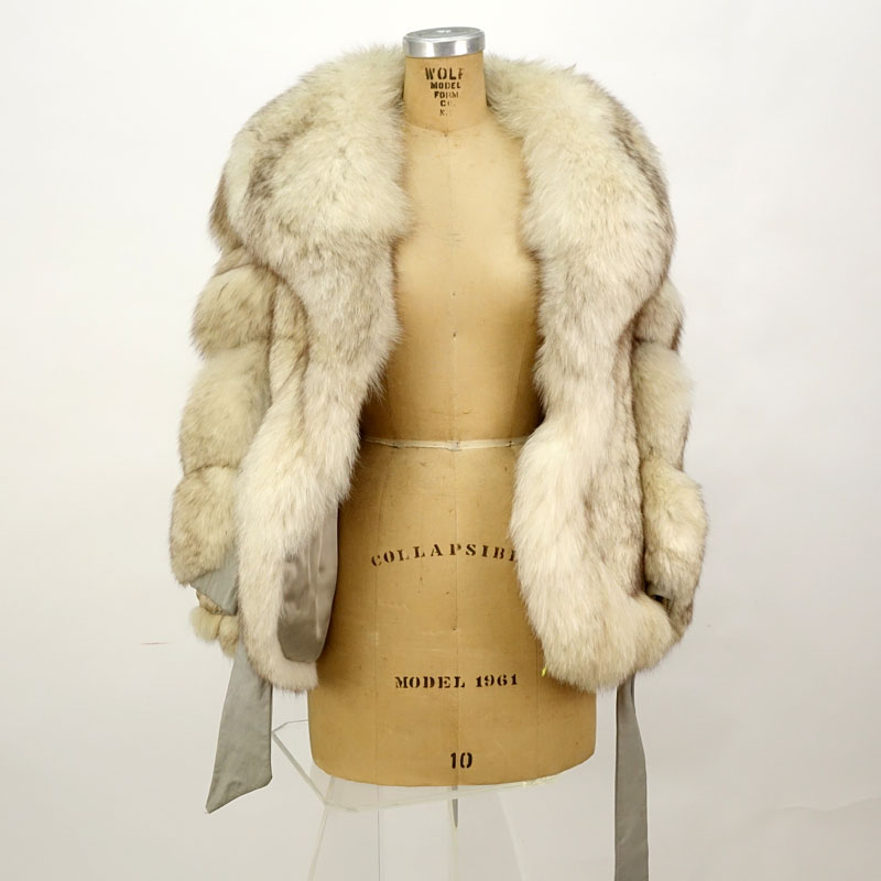 Lady's Vintage Fox Jacket with Leather Trim