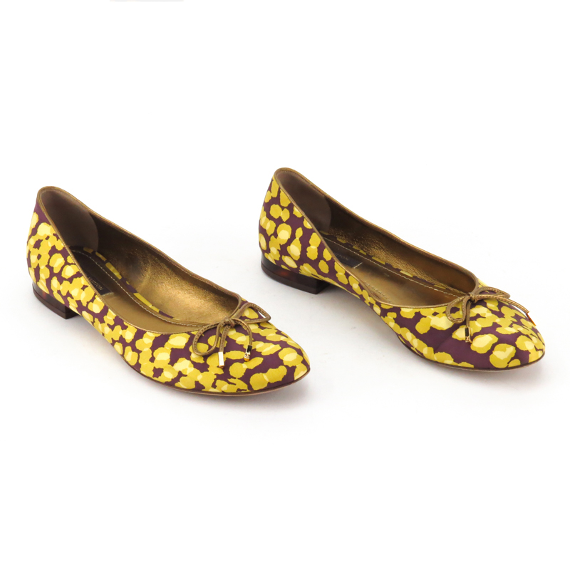 Pair Louis Vuitton Purple and Gold Ballerina Flats