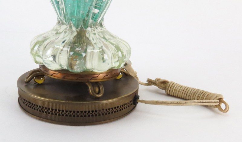 Mid Century Murano Barovier Tosso Teal Art Glass Table Lamp