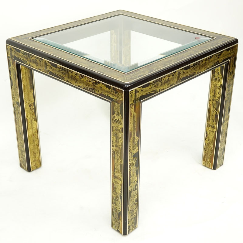 Bernard Rohne for Mastercraft Mid Century Modern Glass Top End Table