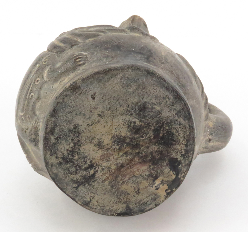 Pre Columbian or Later  Blackware Chimu Inca Figural Pottery Stirrup Vessel