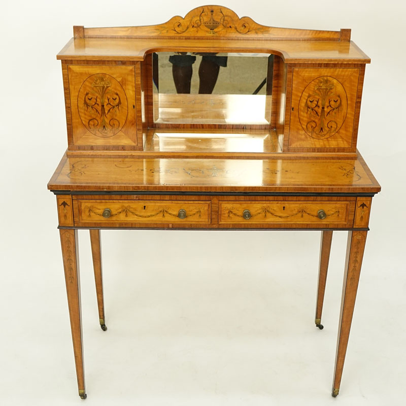 Antique Edwardian Adam Style Satinwood Inlay Ladies Writing Desk