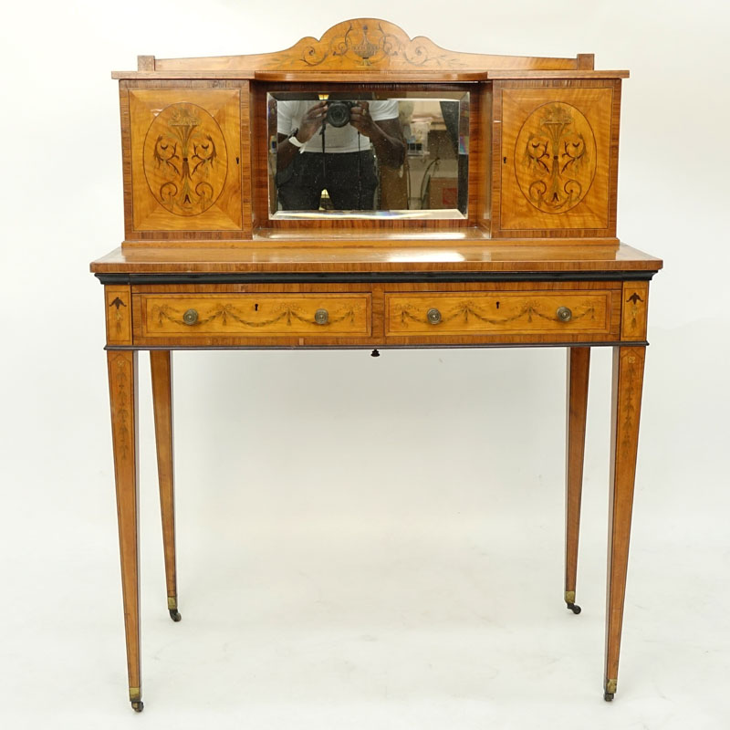 Antique Edwardian Adam Style Satinwood Inlay Ladies Writing Desk