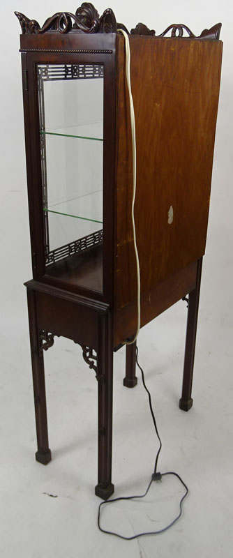 Mid Century Chinese Chippendale Style Mahogany Vitrine
