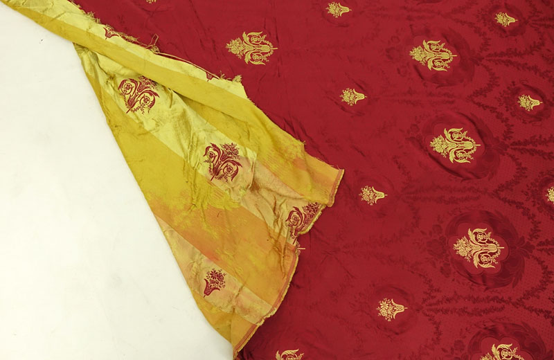 Grouping of Four (4) Bolts of Scalamandre Silk Fabric Includes: three silk brocade, one silk dupioni