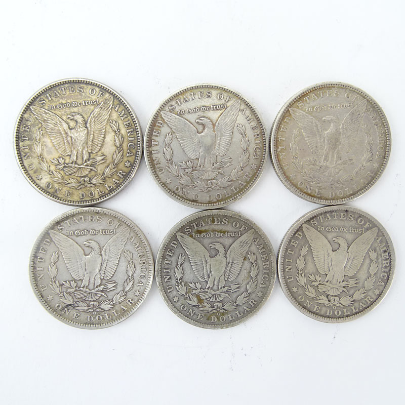 Lot of Six (6) 1880-1897 U.S. Morgan Silver Dollars.