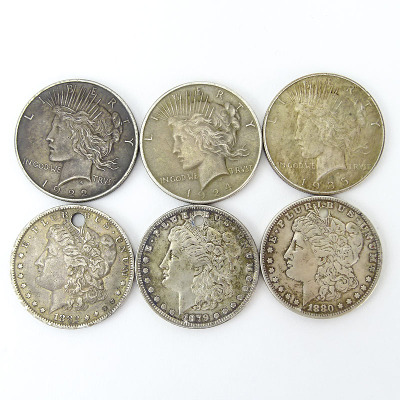 Lot of Six (6) 1879-1935 U.S. Silver Dollars.