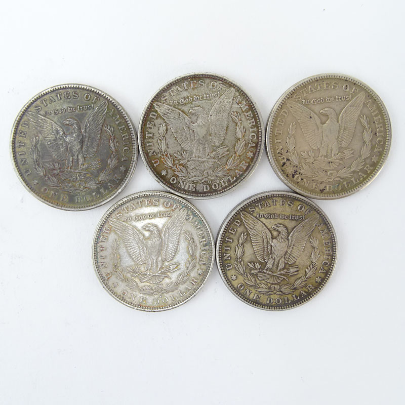 Lot of Five (5) 1881-1921 U.S. Morgan Silver Dollars.