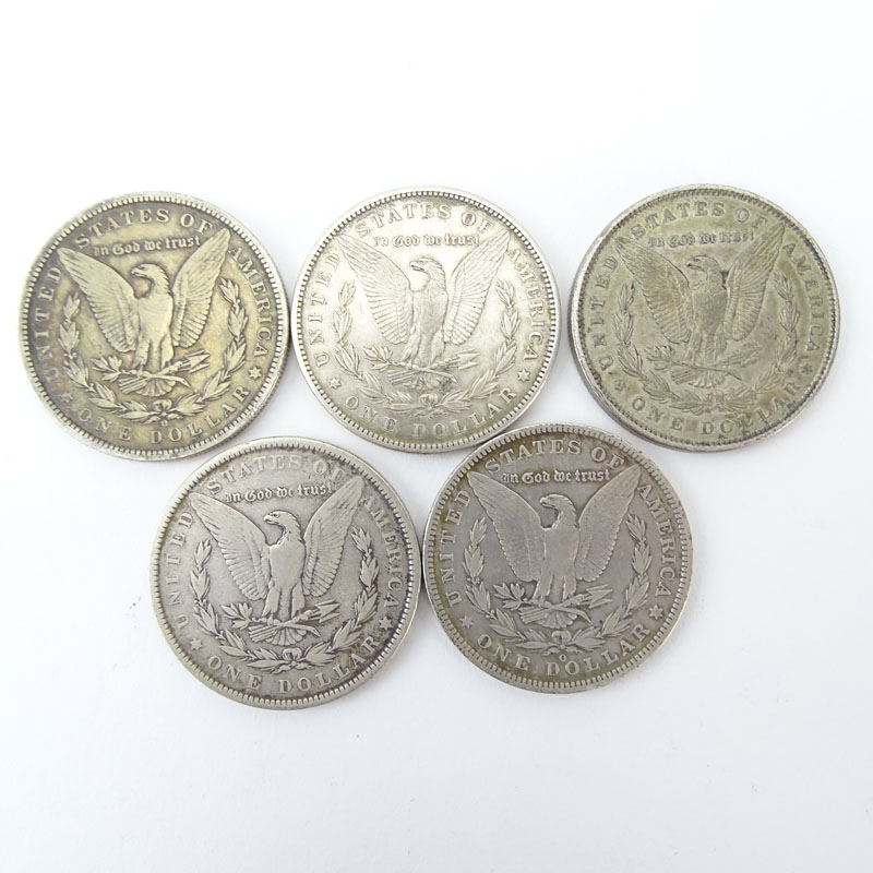 Lot of Five (5) 1880-1900 U.S. Morgan Silver Dollars.