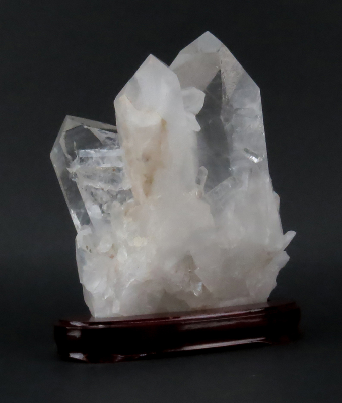 Rock Quartz Lapidary Specimen on Wooden Stand