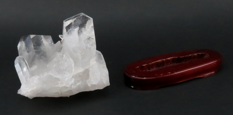 Rock Quartz Lapidary Specimen on Wooden Stand