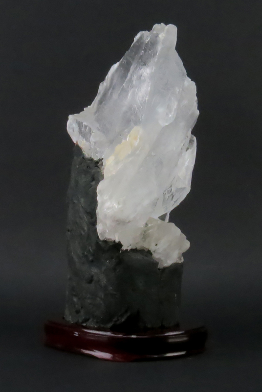 Rock Quartz Lapidary Specimen on Wooden Stand