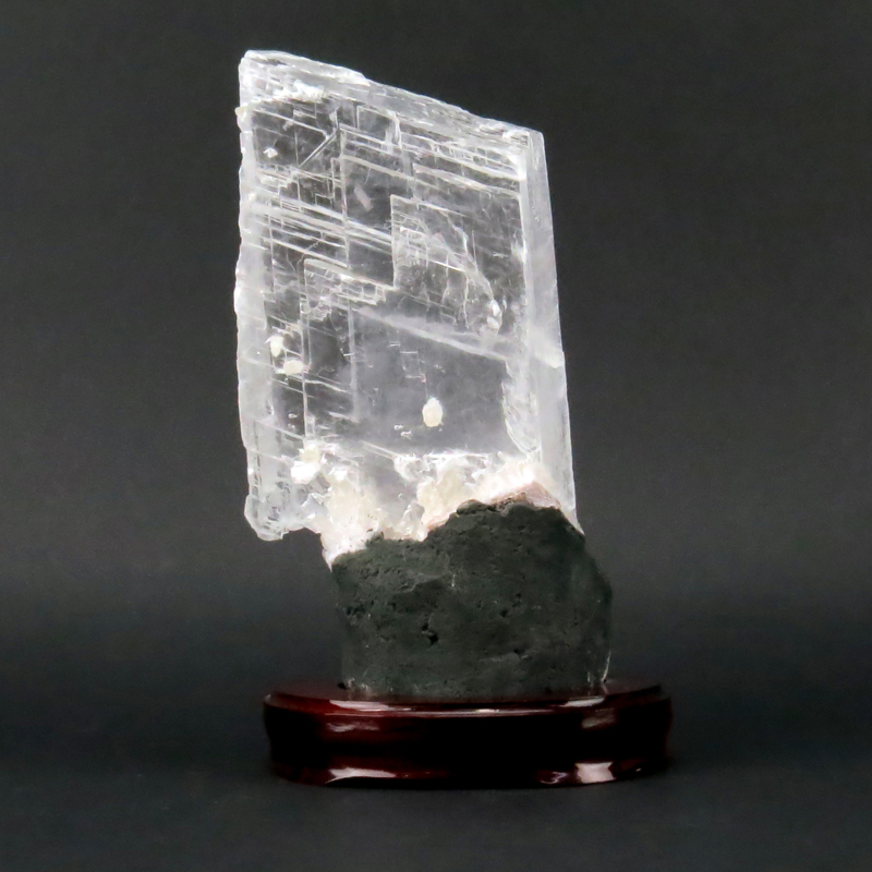 Rock Quartz Lapidary Specimen on Wooden Stand