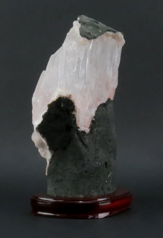 Rock Quartz Lapidary Specimen on Wooden Stand