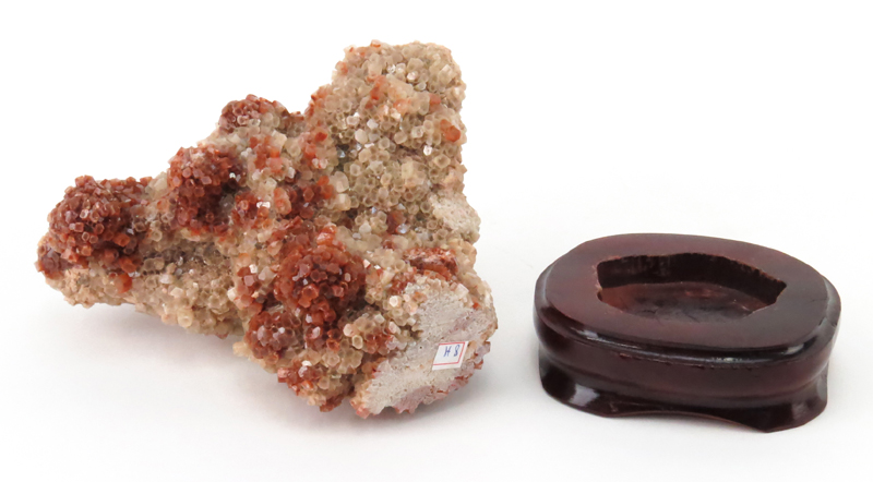 Vanadinite Mineral Specimen on Wooden Stand