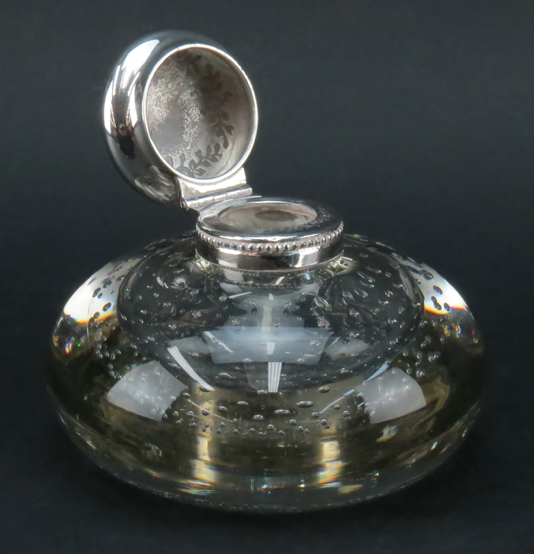 Vintage Glass and Silver Plate Inkwell